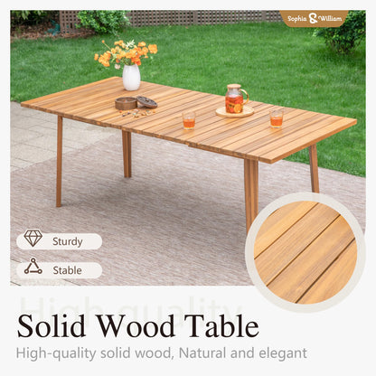 Sophia & William Outdoor Dining Set, Wooden Patio Table and Chairs Set, Rattan Furniture Set of 8 Rattan Chairs and 1 Acacia Wood Rectangular Table for Yard, Garden, Porch and Poolside