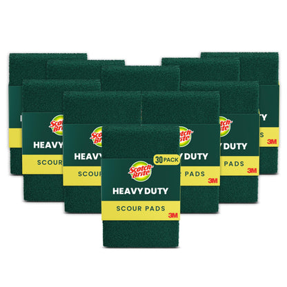 Scotch-Brite Heavy Duty Scouring Pad, Durable and Long-Lasting Dish Scrubber for Kitchen + Outdoor, 30 Scrub Pads for Uncoated Pots and Pans, Cast Iron Cooktops, Grill Grates, Oven Racks, and BBQ
