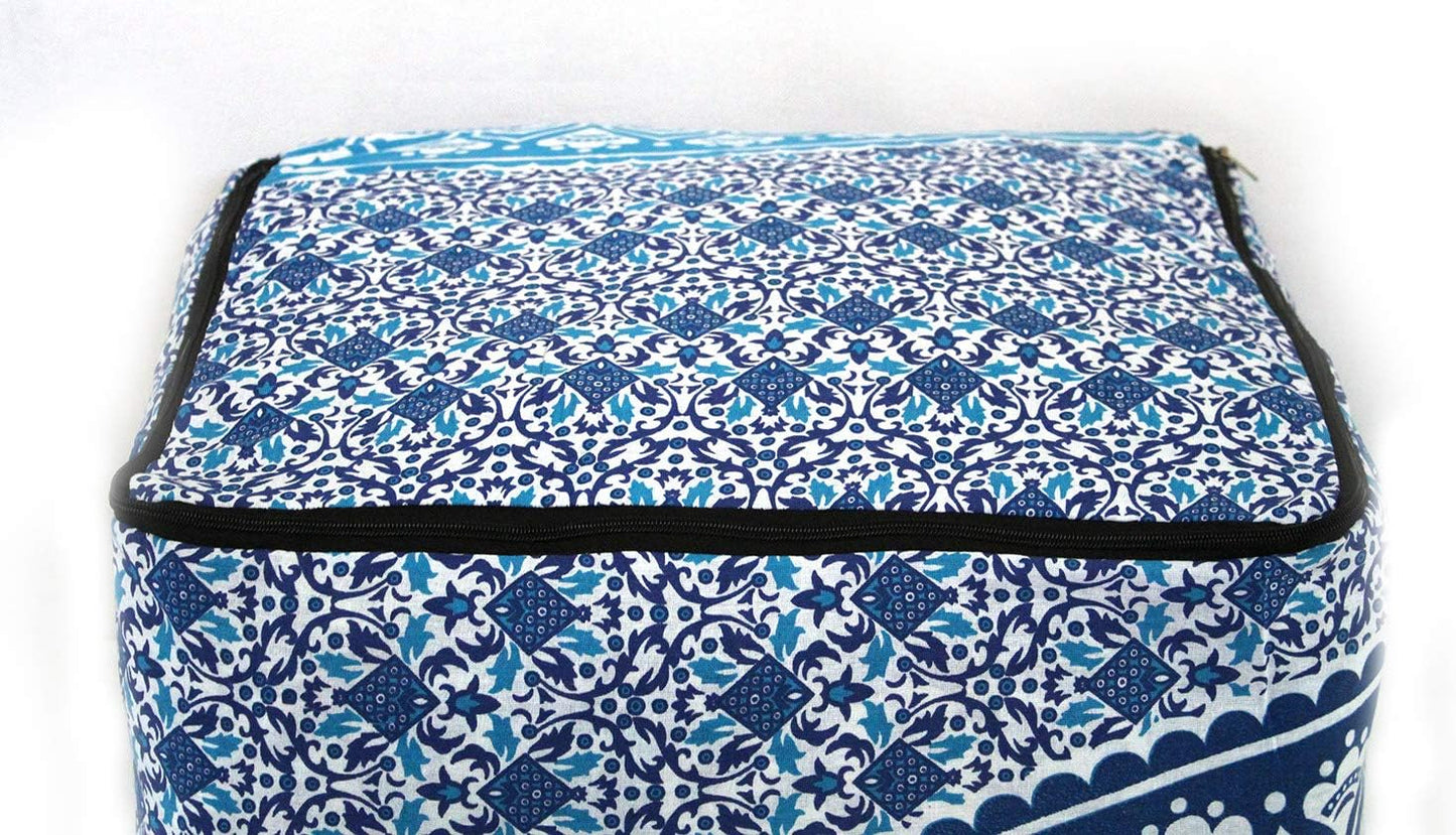 18X18X14 inches, CRAFT KALA Indian Square Patchwork Traditional Pouf Cover Indian Living Room Poufs Cover Decorative