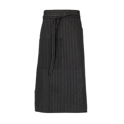 Chef Works Unisex Bistro Chef Apron, Black/White Pinstripe, One Size