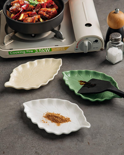 KITCHENLESTAR Ceramic Spoon Rest for Stove Top, 8 x 4.8 Inch Large Spoon Holder for Cooking Utensils, Spatula & Coffee Spoons,Farmhouse Kitchen Décor(Green)