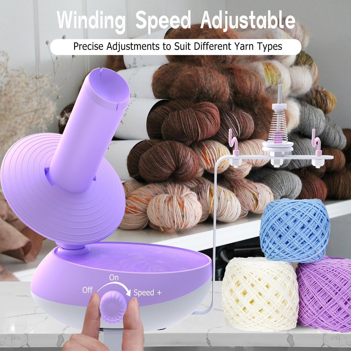 DAFENCHI Yarn Winder, Electric Yarn Winder that Can Work with Yarn Swift, Automatic Large Yarn Ball Winder for Crocheting, Speed Adjustable Yarn Spinner for Yarn Winding, Easy to Use Yarn Cake Winder