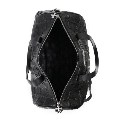 Von Dutch Embroidered Chopper Duffle Bag, Vegan Leather Weekender with Crossbody Strap & Handles