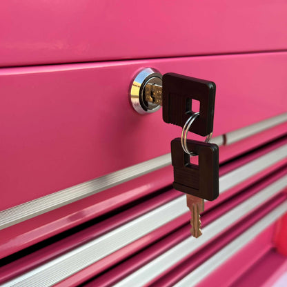 Workington Portable Metal Tool Chest with 6 Drawers, 24" 6-Drawer Tool Chest Cabinet with Ball Bearing Drawer Slides, Steel Tool Storage Box Organizer 4005 Pink