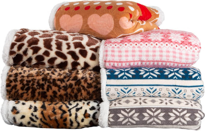 Lavish Home Fleece Sherpa Throw Blanket, Ultra Soft Plush, 50" x 60", Tiger Set of 1