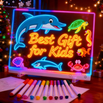 Led Drawing Board with 13 Light Effects, 17" Rechargeable Glow Doodle LED Note Board with Colors, Neon Light Up Drawing Tablet Gifts for Kids for Education Birthday Christmas Gift Ideas