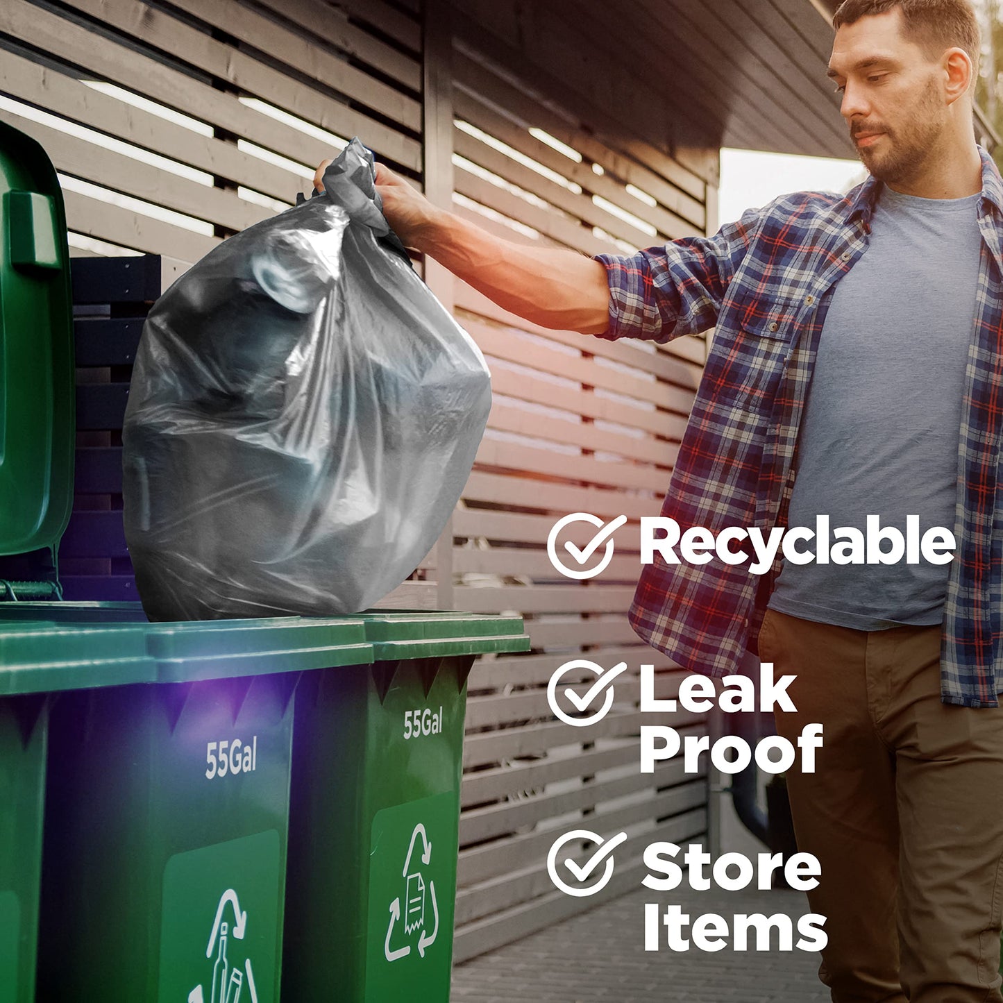 ToughBag 55 Gallon Clear Trash Bags (150 COUNT) – Large Clear Trash Bags 55-60 Gallon Heavy Duty Can Liners - Made in USA