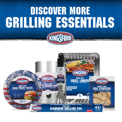 Kingsford Extra Tough Aluminum Grill Liners, Disposable Foil Grill Toppers for Outdoor Grills, Helps Keep Food and Sauce from Falling Through Grates, 16 x 11.75 in, 14 Count