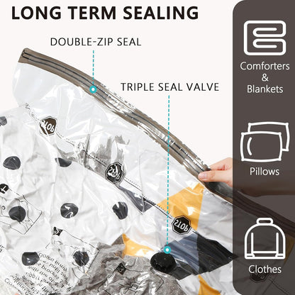 Skiennix Vacuum Storage Bags - Jumbo Compression Packing Seal Bags for Clothing & Bedding (14 Pack)