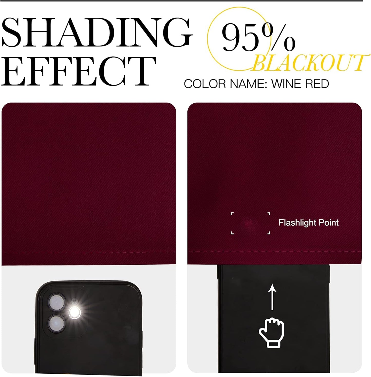NICETOWN Blackout Curtains - Energy-Efficient Room Darkening Drapes | Wine Red, 2 Panels (W42 x L63)