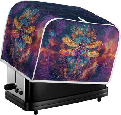 Gold Dragonfly Boho Purple Galaxy Print Toaster Oven Cover, Small Appliance Dust Cover Organizer