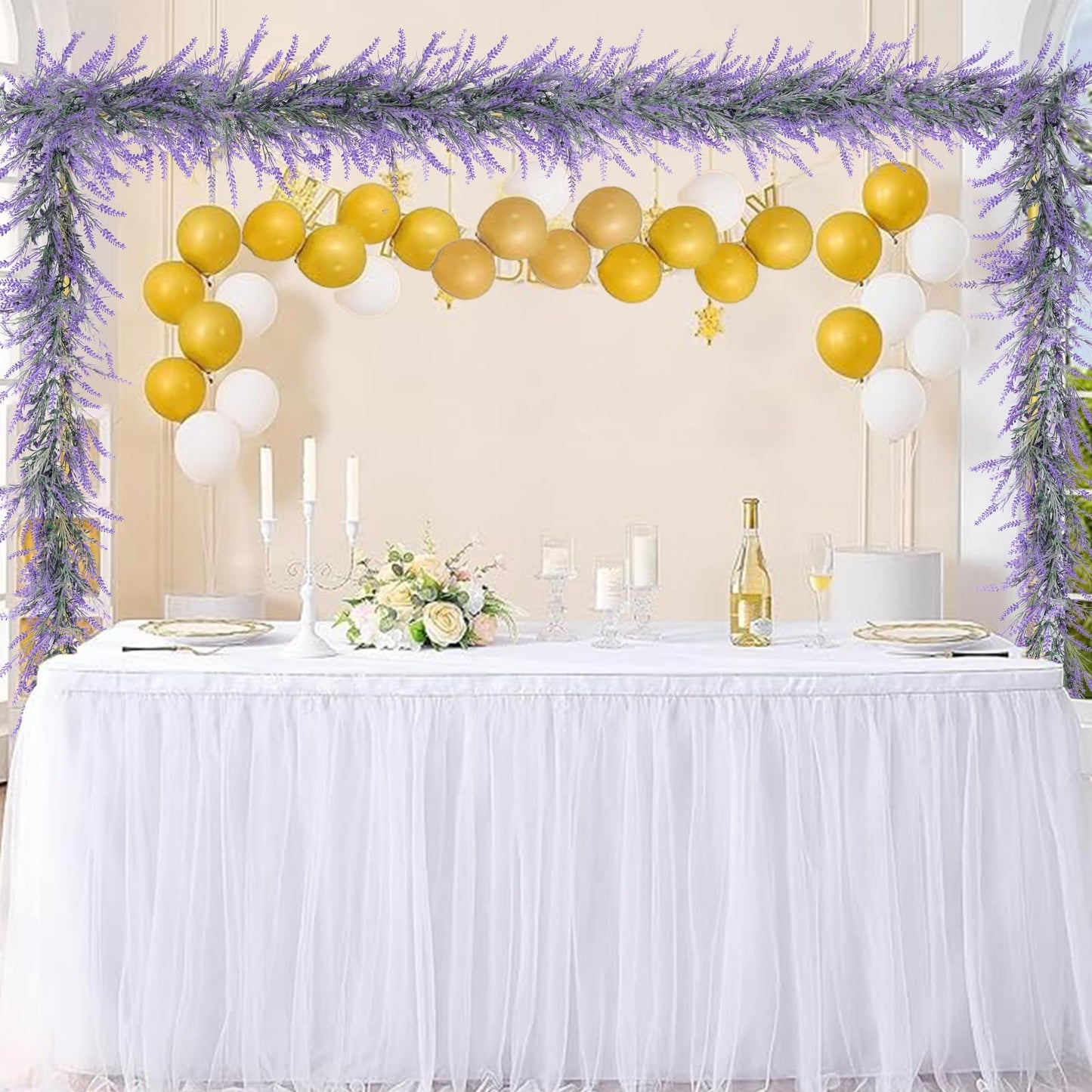 HUZIYAHAN Spring Summer Lavender Garland, 6Ft Purple Lavender Artificial Garland, All Year Lavender Garlands for Farmhouse Wedding Mantle Arch Porch Stair Table Indoor Door Home Decor (1)