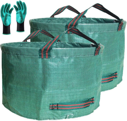 2-Pack 46 (D26,H19 4 Standard Gallon Lawn Garden Bags in) Yard Waste Bags W/Gardening Gloves for Leaf Bag,Yard