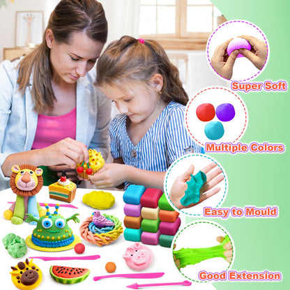 FAGNBED Air Dry Clay 192 Colors, Modeling Magic Clay Set with 3 Sculpting Tools, Arts Crafts Gift for Kids and Beginners