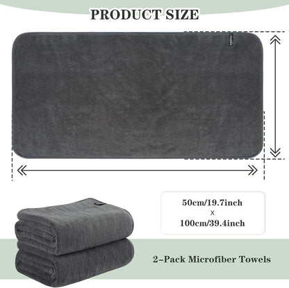 2040 2pc) KinHwa Microfiber Hand Towels for Bathroom Soft and Absorbent Face Towels Grey Bathroom Hand Towels for Spa