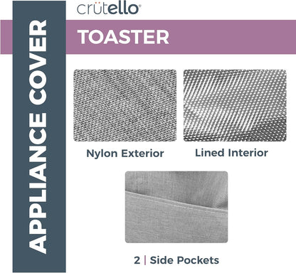 Crutello Toaster Cover for 4 Slice Long Slot Toaster with Storage Pockets, Small Appliance Dust Cover