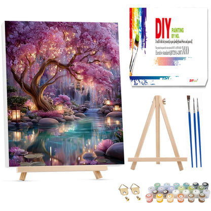Tree of Life Paint by Number Adult with Frame Wooden Easel,Adult Paint by Numbers Tree of Life,Paint by Numbers Kit for Adults,DIY Acrylic Paint by Numbers for Adults Home Wall Decor 12x16inch