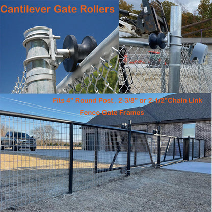 Sliding gate Rollers,Cantilever Gate Rollers,Nylon Gate Rollers for 4" Round Post,2-3/8" or 2-1/2" Chain Link Fence Gate Frames -Pack of 2