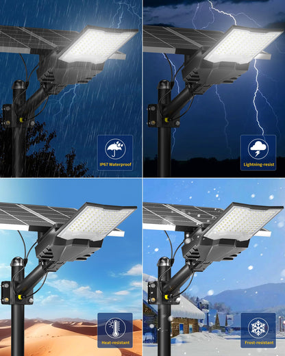 Gefolly SL-18000W Solar Street Lights Outdoor, Commercial Parking Lot Light Dusk to Dawn IP67 Waterproof 6500K Security Flood Lights Lamp for Yard, Road, Basketball Courts