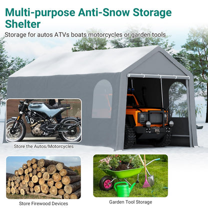 13×20 ft Outdoor Storage Sheds, Portable Storage Shelter Shed with Roll up Zipper Doors & Vents, Waterproof Outside Utility Shed Garage Tent for Motorcycle, Bicycles and Camping Tools