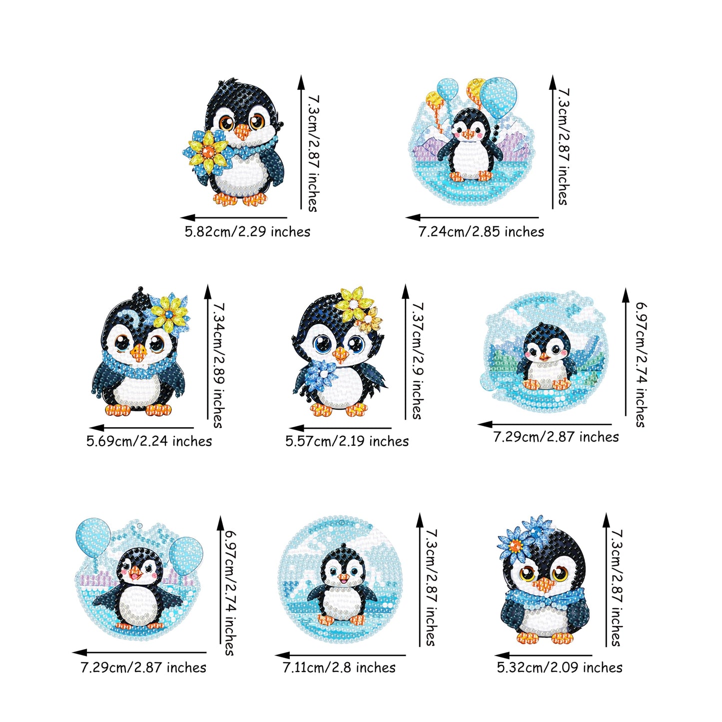 JBTM24 Diamond Painting Keychains Kits, Double Sided Diamond Art Keyrings for Adults, DIY Art Key Rings Ornaments Kits (Penguin)