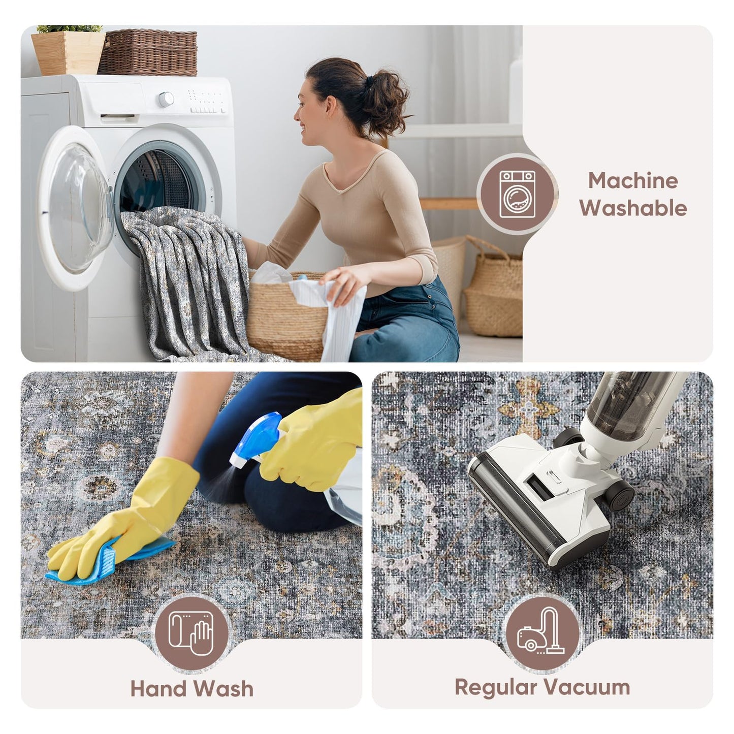 Runners for Hallways Kitchen Runner Rug Non Slip 2'x10' Long Washable Rugs with Rubber Backing Soft Vintage Carpet Runner for Hallways, Kitchen, Laundry, Bedroom, Bathroom (Grey)