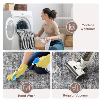 Runners for Hallways Kitchen Runner Rug Non Slip 2'x10' Long Washable Rugs with Rubber Backing Soft Vintage Carpet Runner for Hallways, Kitchen, Laundry, Bedroom, Bathroom (Grey)