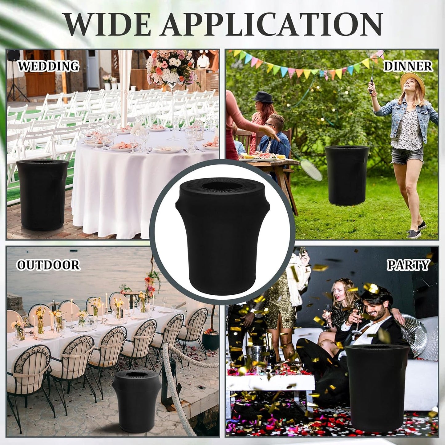 2 32 Tanlade Pcs Gallon Stretch Trash Can Spandex Cover Outdoor Waste Garbage Can Spandex Covers for Indoor Kitchen
