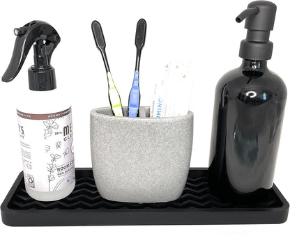 Happitasa Silicone Kitchen Sink Organizer Tray, Sponge Holder and Countertop Protector in Black, 12" x 4"