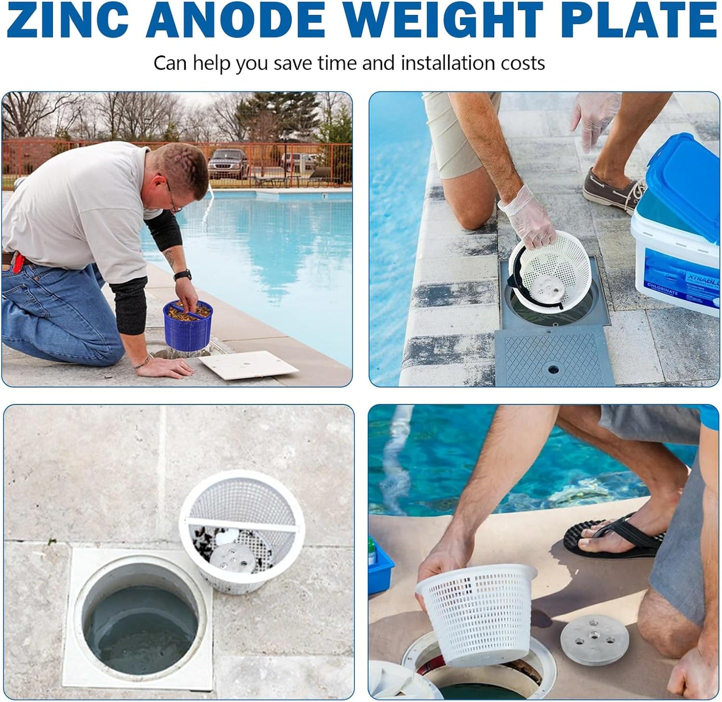 Zinc Anode Weight Plate - Anti-Corrosion and Electrolysis, Protects Metal Components in Salt System Pool (2 Pack)