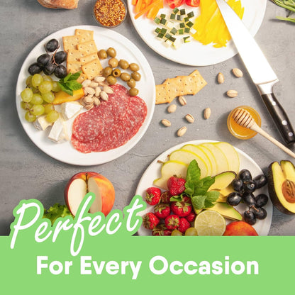 Round Cutting Board Plates, 10 Inch with Juice Grooves, Durable BPA-Free & Dishwasher Safe, White