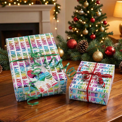 TIADYBOW Birthday Wrapping Paper Set 17" With Curling Ribbon,Gift Bows,Gift Tags Recyclable Gift Wrapping Birthday Baby Shower Handmade(16.5feet)