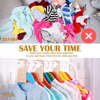 Patelai 7 Pcs Wooden Baby Closet Dividers - Organize Infant Clothes 1T to 7T | Nursery Storage Solution