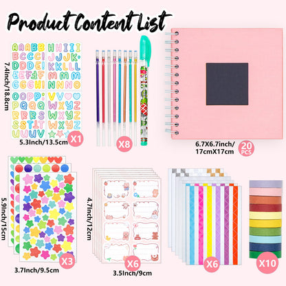 Kid Scrapbook Photo Album Hard Cover DIY Photo Album for Kids Instant Camera Print Paper with DIY Accessories (Pink)