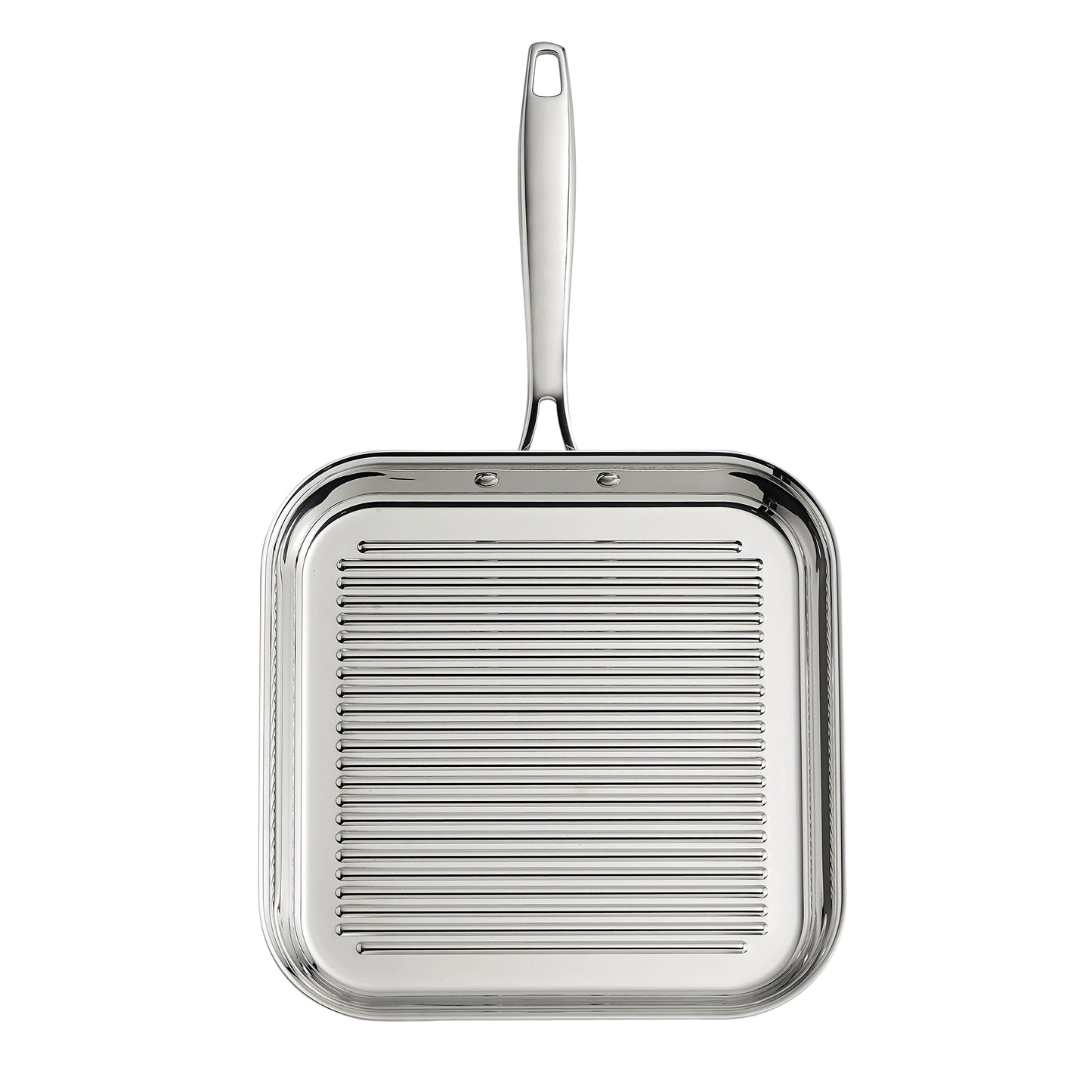 Tramontina Signature Tri-Ply Clad Stainless Steel 11-Inch Square Grill Pan, Induction-Ready, Dishwasher-Safe, NSF-Certified, Made in Brazil