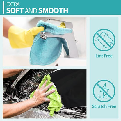 HOMERHYME Microfiber Cleaning Cloth, 100 Pack Cleaning Rags, 12" x 12" Shop Towels, Lint Free Reusable All Purpose Microfiber Towels for Cars Kitchen House Office Automotive