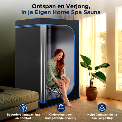 SereneLife Portable Sauna Box for Home, Infrared Sauna Tent with Heated Foot Pad and Folding Chair, Remote Control In-Home Spa, 35" x 71" - inch (Black)