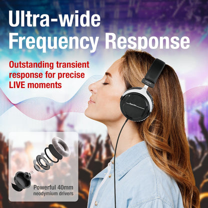 Superlux HD 660PRO, 32 ohms, Studio Recording Headphones Wired, Professional Closed-Back Headphone with 40mm Neodymium Drivers and Solid Bass, 3.5/6.3mm Jack Adapter for Tablets, Laptops, Computer