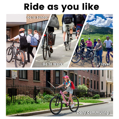 HIWORK Mountain Bike 26 Inch, High Density Carbon Steel Frame Girls Bike with 21-Speed Front Suspension Dual V-Brakes, Bike for Teenagers Girls Womens Bicycle | Pink