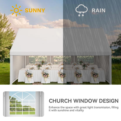 YITAHOME 20x20 ft Party Tent Heavy Duty Wedding Event Shelters Outdoor Upgraded Galvanized Canopy with Large White Roof, Removable PVC Sidewalls & 2 Storage Bags
