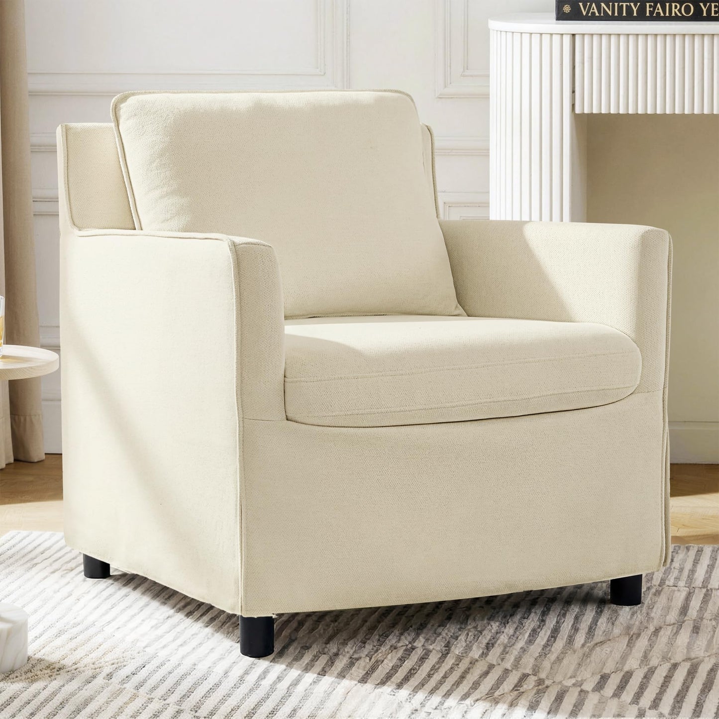 Upholstered Barrel Accent Chair, Modern Single Sofa with Washable Slipcover for Living Room, Bedroom,Reading Spaces,Office,Sand