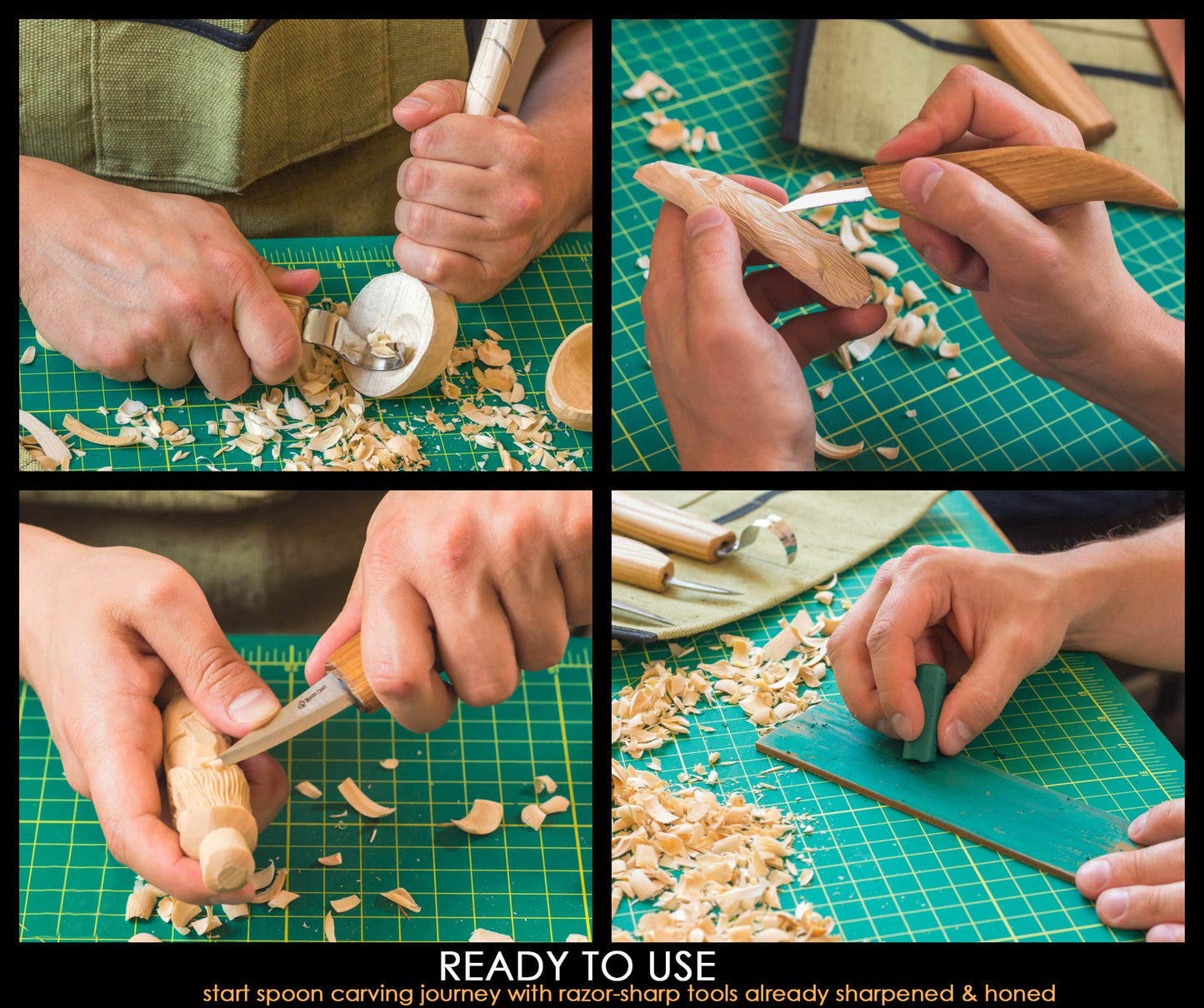 BeaverCraft Wood Spoon Carving Tools Kit S17 with Wood Carving Hook Knife & Sloyd, Chip Whittling Knives for Spoon Carvers - Whittling Tools Set with Knife Leather Strop Polishing Compound, Tool Case