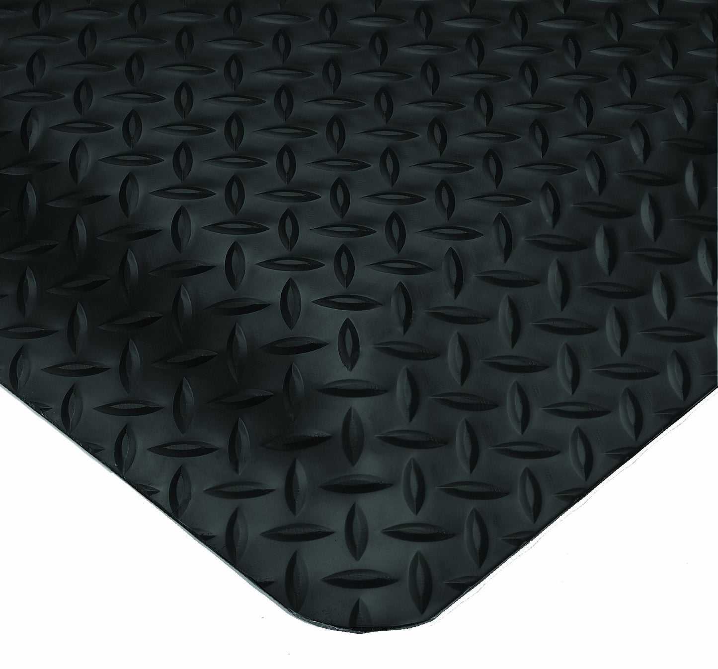 Wearwell Diamond-Plate Select Mat - Black. Anti-Fatigue Workstation Mat. 3' W x 5' L x 9/16" Thickness. PVC Vinyl Surface with PVC Sponge. For Dry Industrial Use (495.916x3x5BK)