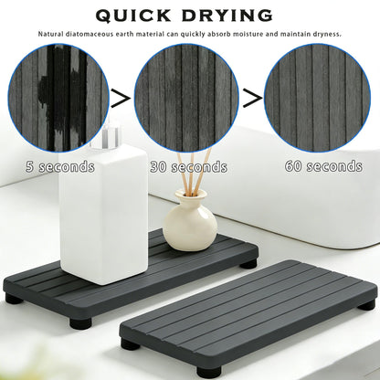 2PCS Stone Drying Tray, Water Absorbing Stone Tray for Sinks, Neat Diatomite Sink Trays, Fast Drying Kitchen Sponge Hand Soap Holder, Instant Dry Sink Coasters Used for Bathroom Counter -Dark Gray