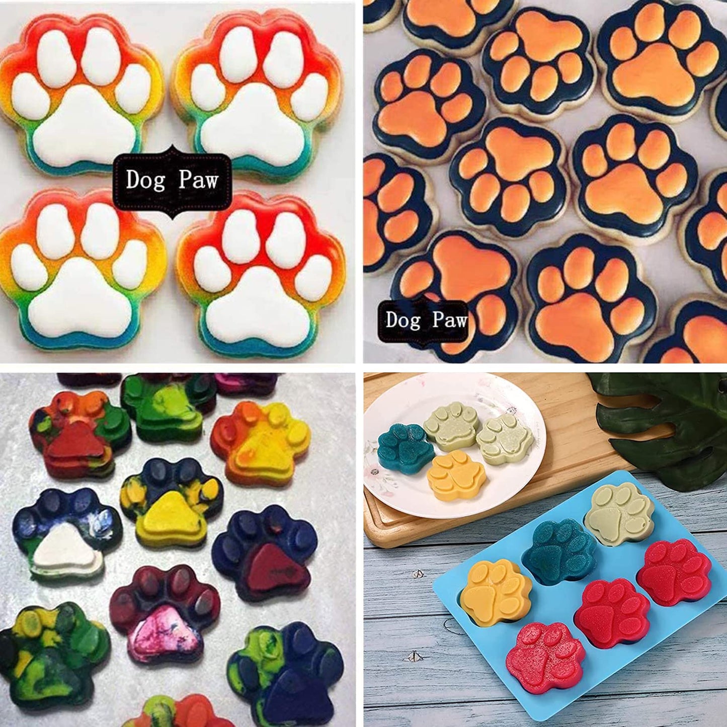 RUGVOMWM Dog Treat Molds Silicone,Dog Paw and Bone Silicone Molds,Non-Stick Food Grade Silicone Moldsfor Chocolate,Candy,Jelly,Dog Treats - Set of 11