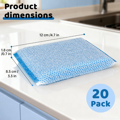 20 Pack All-Purpose Kitchen Sponges, Non Scratch, for Washing and Cleaning Dishes, Non-Stick Cookware, Premium Scrubbers, Ideal for Kitchen, Bathroom
