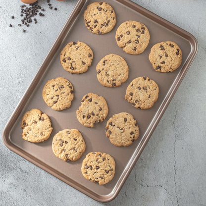 HAPPIELS Nonstick Baking Sheet Set of 2 | PFOA & BPA Free Non Toxic Carbon Steel Cookie Sheets | Best Non Stick Oven Cooking Pans & Half Sheet Pan | Best Nontoxic Baking Trays 18 Inch