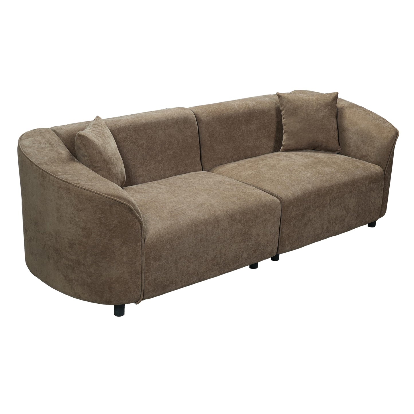 Merax 87" Curved Sofa Comfy Contemporary Upholstered Loveseat with Extra Deep Seats for Living Room Apartment Office, Brown