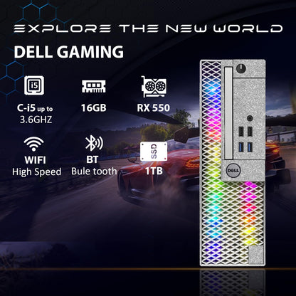 Dell RGB Gaming Desktop Computer, Intel Quad Core I5-6500 up to 3.6GHz, Radeon RX 550 4G, 16GB DDR4, 1TB SSD, RGB Keyboard & Mouse, 600M WiFi & Bluetooth, Win 11 Pro (Renewed)