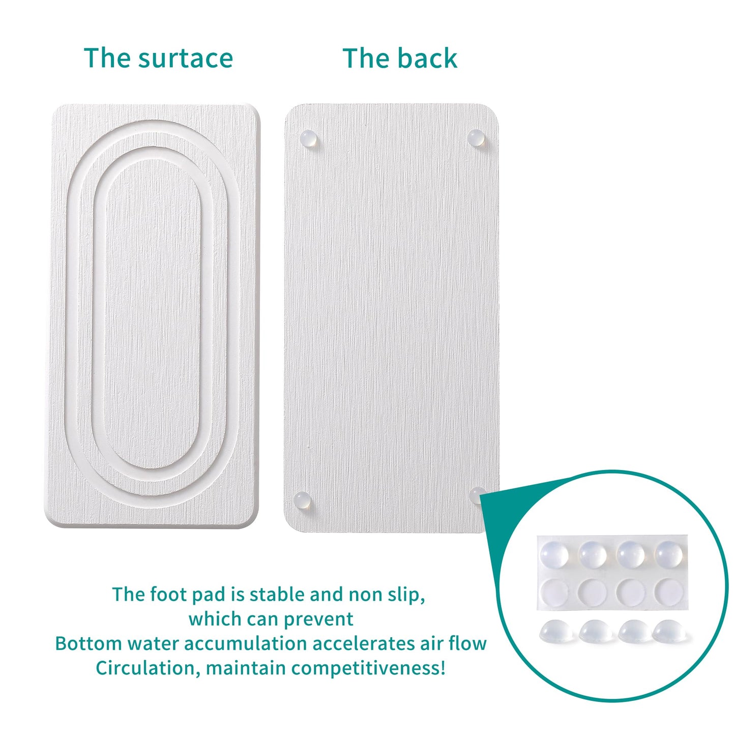 2PCS Water Absorbing Stone Tray for Sink, Quick Drying Diatomite Bathroom Tray Countertop, Stone Drying Mat for Kitchen Counter Faucet, Soap Dish Dispenser Vanity Organizer, White-7.9" x 4"